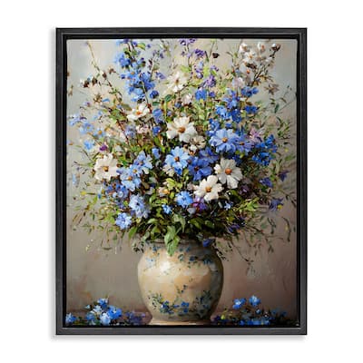 Stupell Cerulean Flower Bouquet Framed Floater Canvas Wall Art Design By Franklyn Gregory