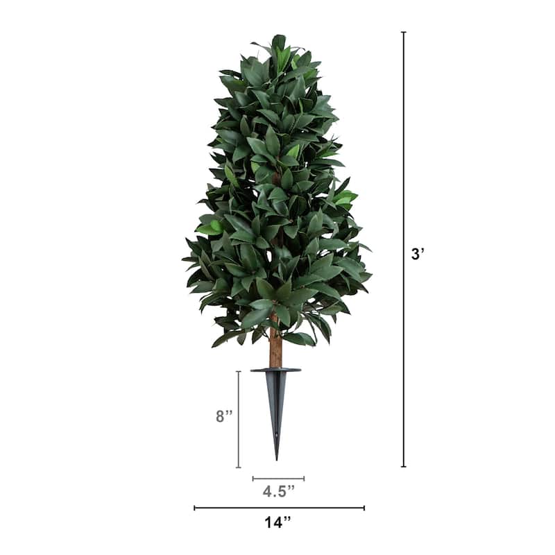 3-ft UV Resistant Artificial Laurel Plant with Integrated Stake