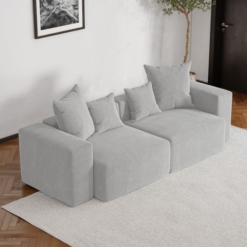 Oversized Corduroy Upholstery Modular Sofa No Assembly