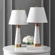 preview thumbnail 3 of 5, Stephen 26.5" Marble/Iron Gold Modern Column LED Table Lamp, White by JONATHAN Y