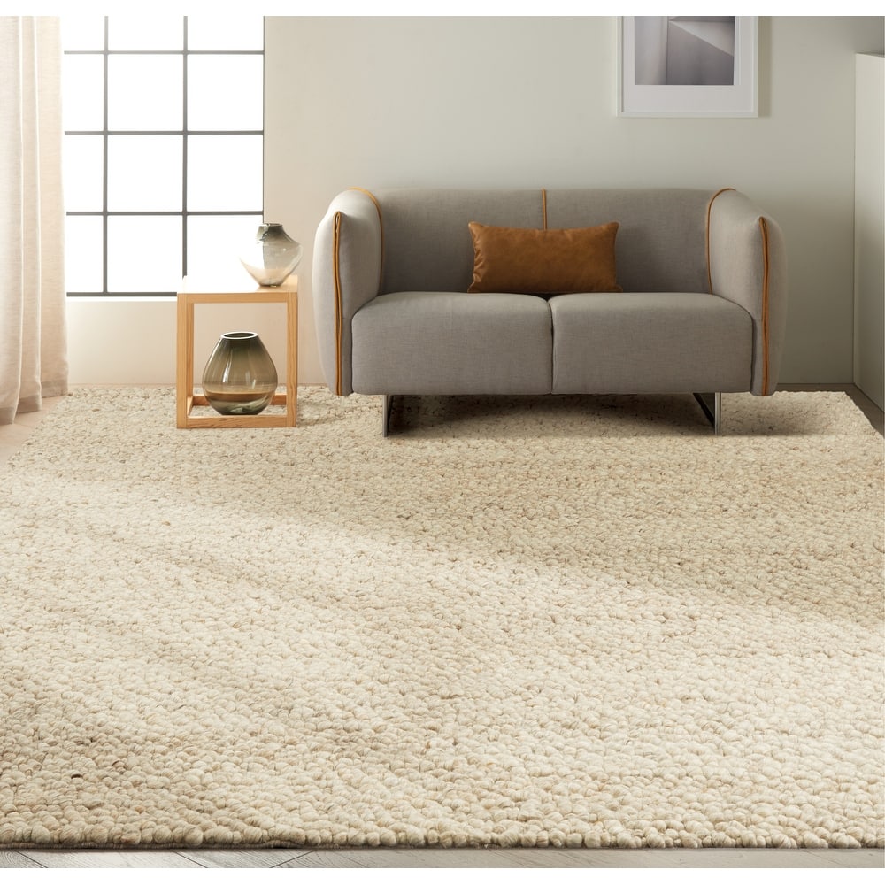 Calvin Klein Riverstone Modern Textured Loop Solid Wool Area Rug
