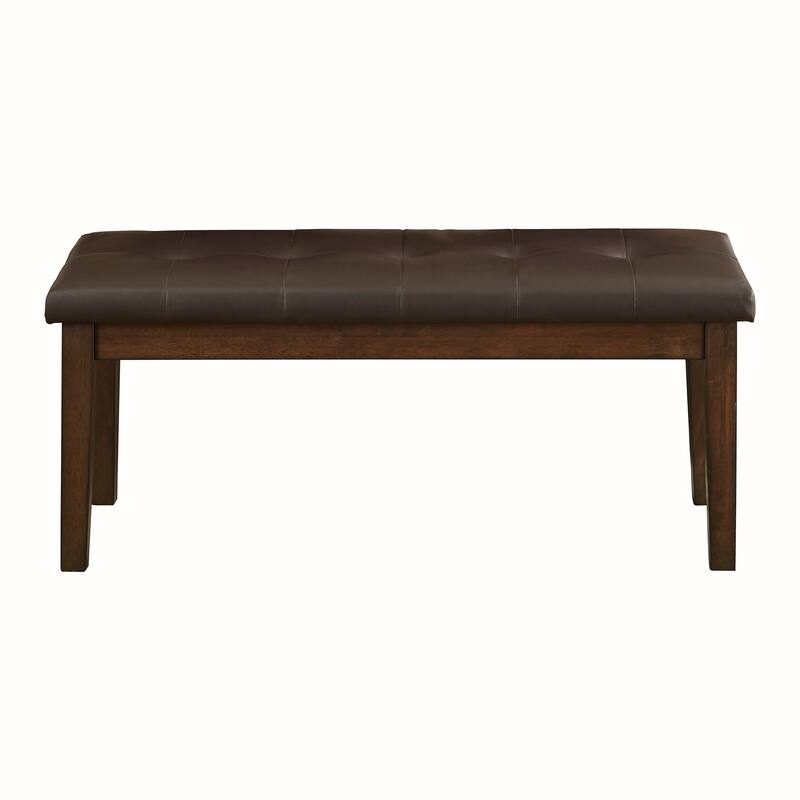 Espresso Finish 1pc Dining Bench Faux Leather Upholstered Button-Tufted Top Seat Transitional Dining Room Furniture