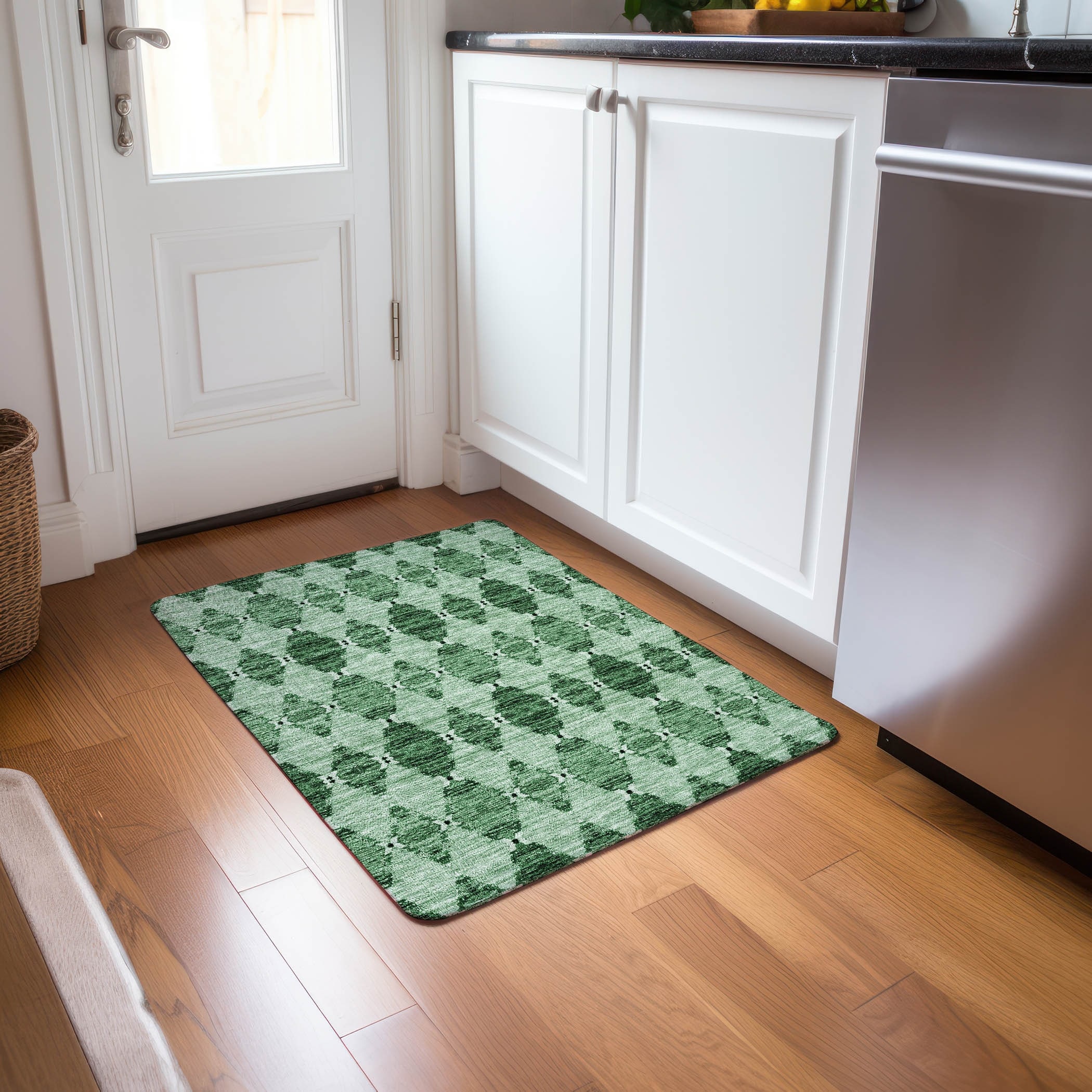 Machine Washable Indoor/ Outdoor Chantille Modern Boho Damask Rug