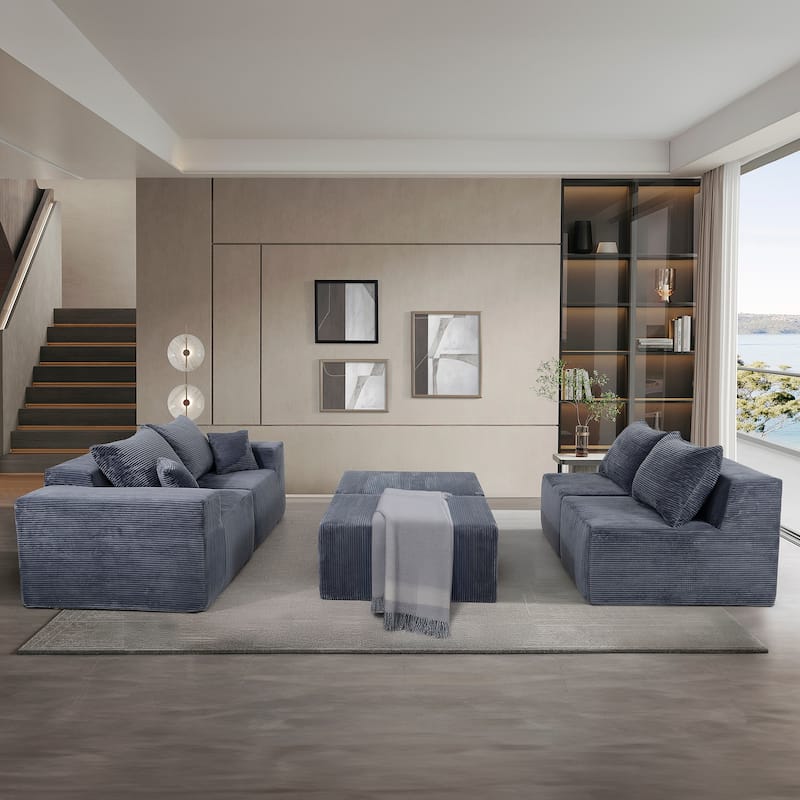 GDFStudio - 6-Piece Modular U-Shaped Sectional Sofa with Chaise Lounge