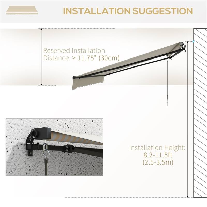 156"x118" UV Protection Outdoor Awning with Aluminum Frame and Adjustable Angle - 156" W x 118" D