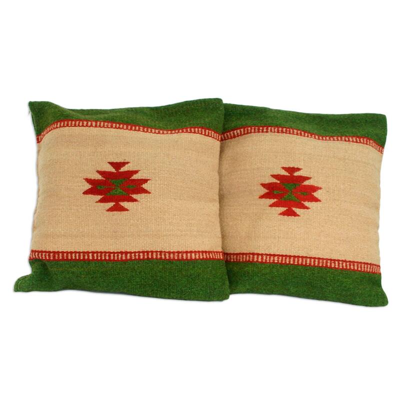 Handmade Wool Sierra Zapotec Set of Two Cushion Covers (Mexico) - solid