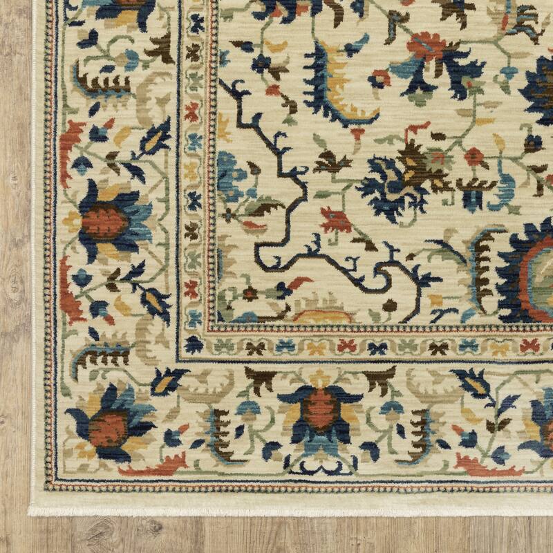 Style Haven Federica Bohemian Border Ivory/ Multi Fringe Edge Area Rug