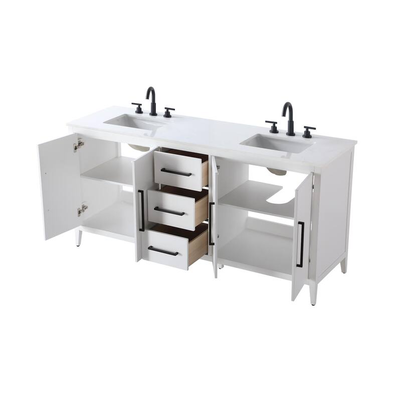 Elegant Lighting VF29372D Millie 72" Free Standing Double Basin Vanity