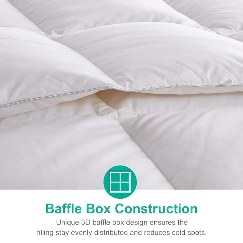 Lightweight Goose Feather Down Comforter King Cooling Bed Comforter, Hotel Collection 750 Fill-Power Thin Duvet Insert, 106x90