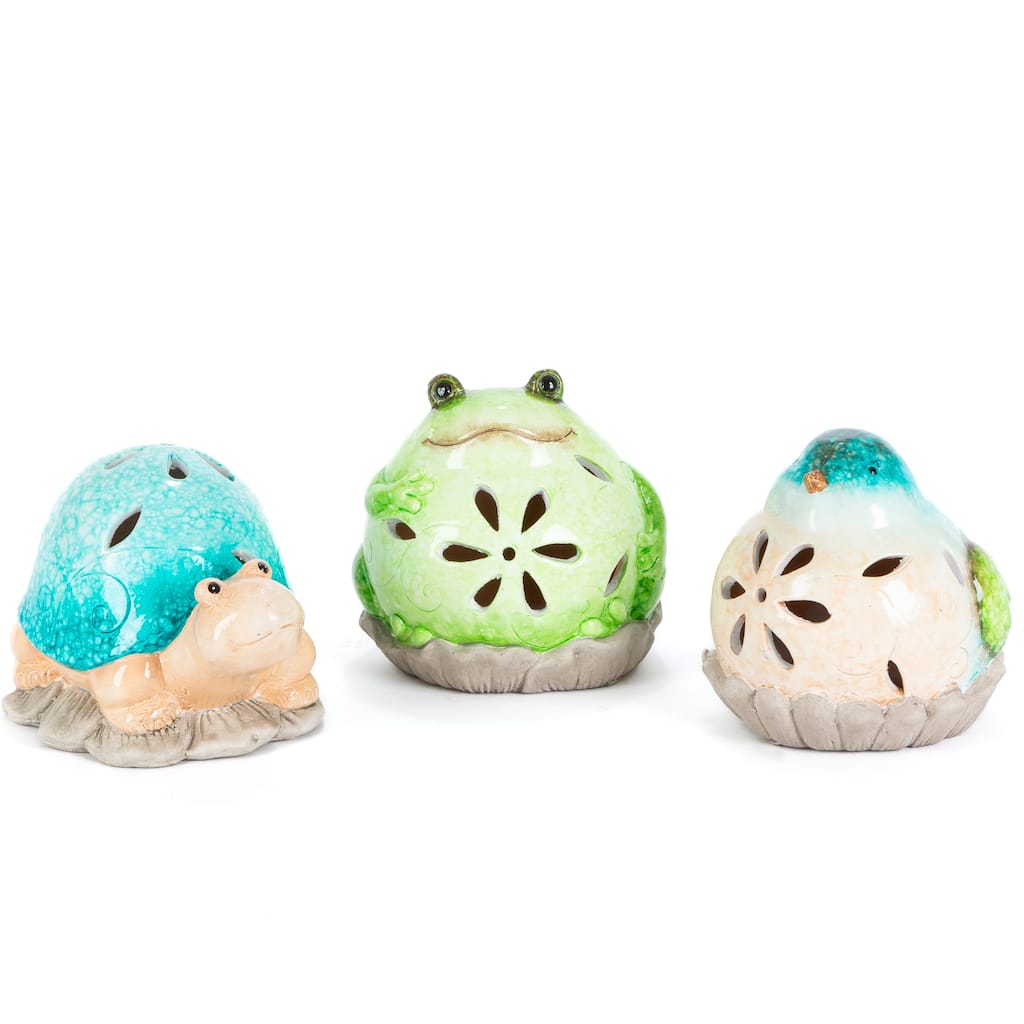 6.1 in. Illuminating Terracotta Garden Friends Figurines Set of 3