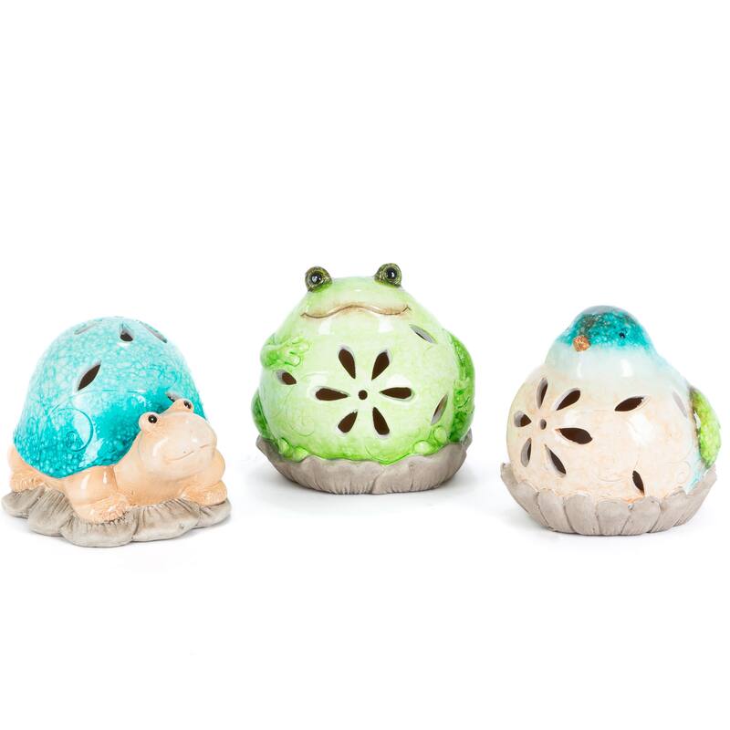 6.1 in. Illuminating Terracotta Garden Friends Figurines Set of 3