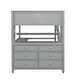 preview thumbnail 37 of 43, Full Size Loft Bed with Drawers and Writing Desk, Wooden Storage Bed with Shelves, Safety Guardrails and Ladder