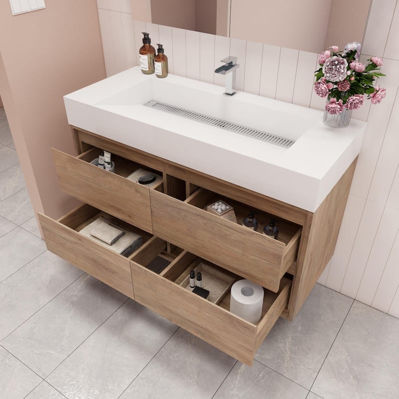 Victoria 48" Wall Mounted Modern Vanity with Acrylic Sink