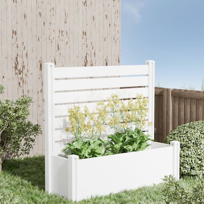 Outdoor PVC Privacy Raised Garden Bed Panels Planter Box With Ground Stakes