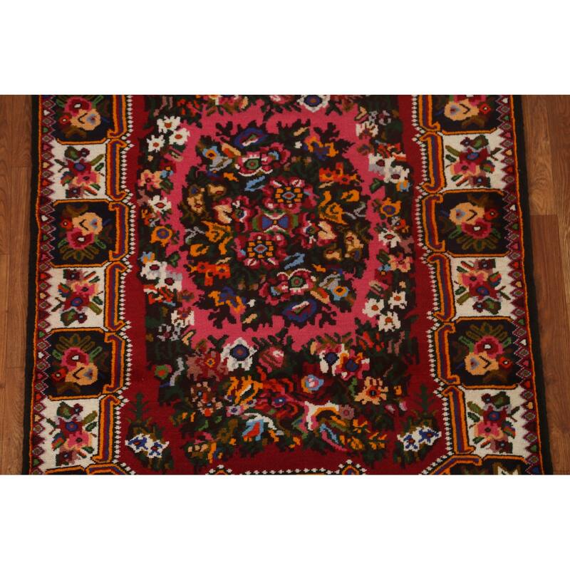 Hand Knotted Oriental 100% Wool Carpet Traditional Floral Pink Bakhtiari Area Rug - 4' 10'' X 3' 6''