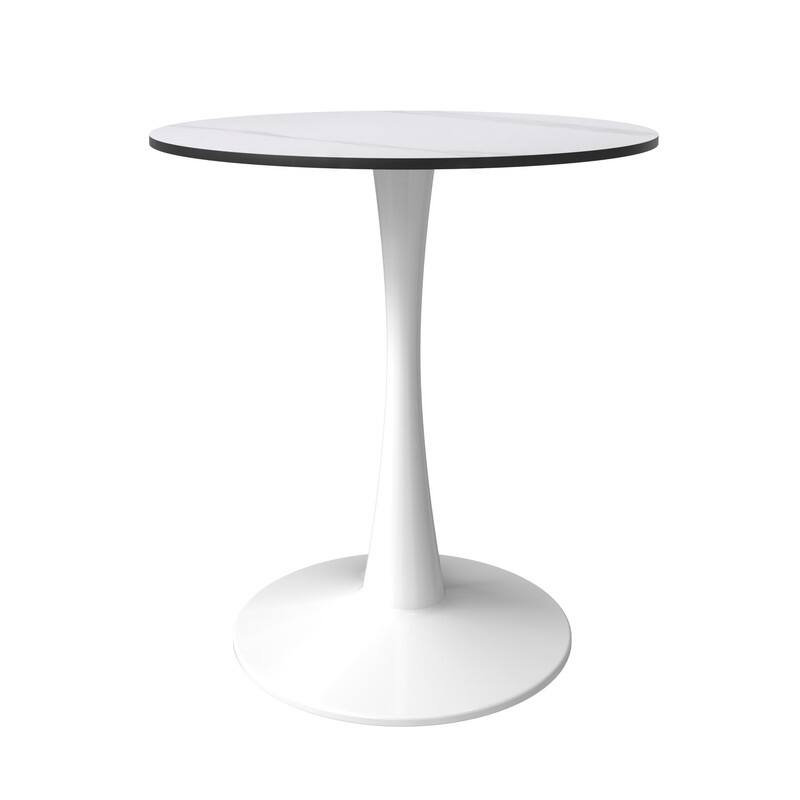 Bristol Modern Round Pedestal Dining Table with Scratch-Resistant Sintered Stone Top and Steel Base, Seats of 2-4