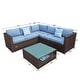 preview thumbnail 9 of 11, COSIEST 4-piece Patio Outdoor Cushioned Wicker Sectional Sofa Set
