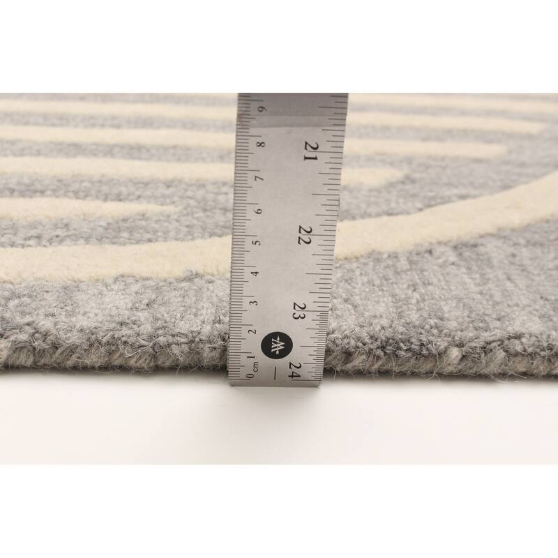 ECARPETGALLERY Hand Tufted Timeless Grey Wool Rug - 5'0 x 7'7