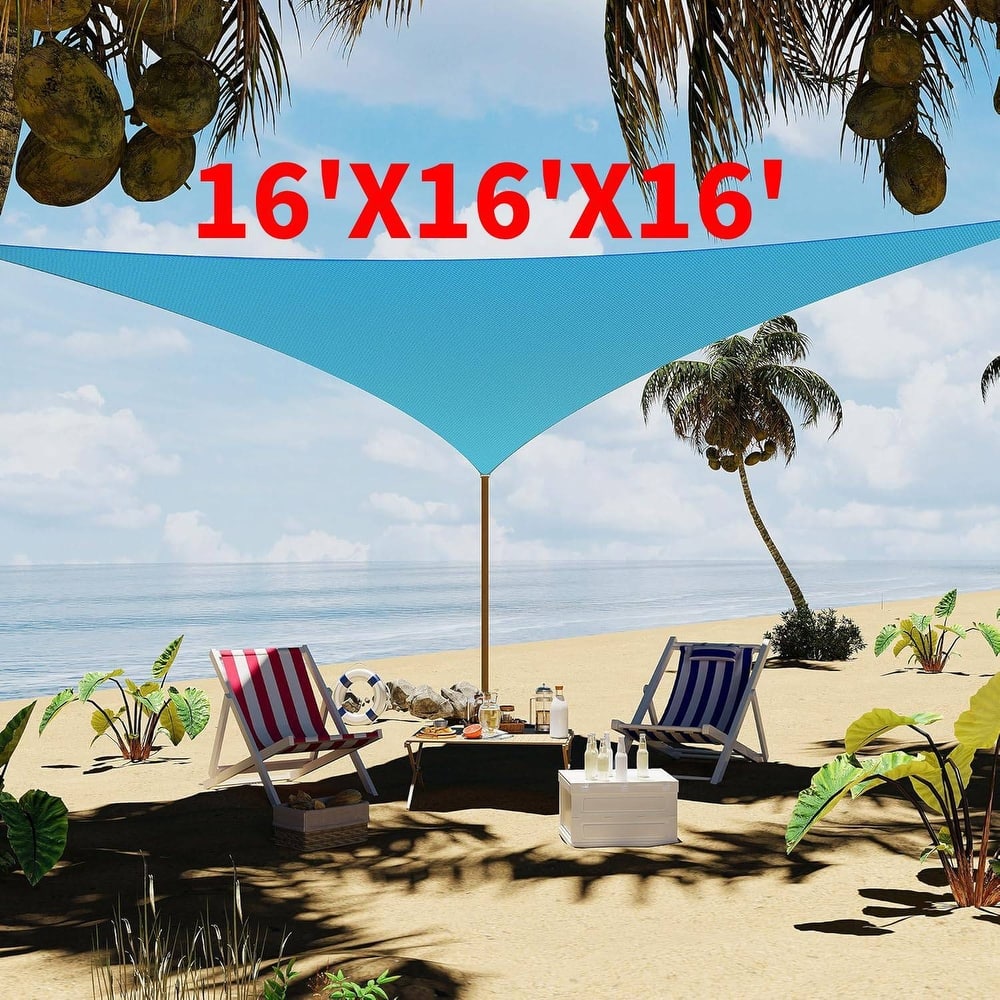 16'X16'X16' Triangle Sun Shade Sail Shade Cloth, Sunshade for Patio, Backyard, Deck, Garden, Sand