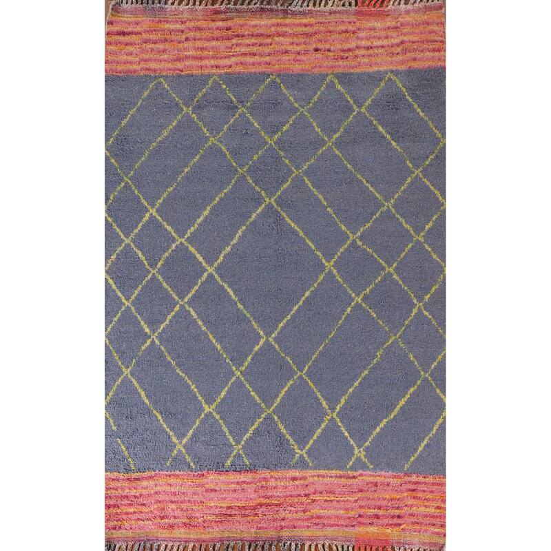 Trellis / Moroccan Style Area Rug Hand-Knotted Wool Carpet - 5'11" x 9'7"