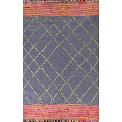 Trellis / Moroccan Style Area Rug Hand-Knotted Wool Carpet - 5'11" x 9'7"