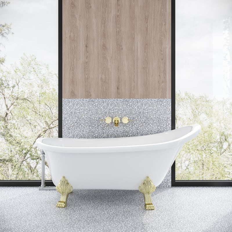 Caché Single Slipper, Clawfoot Soaking Acrylic Bathtub