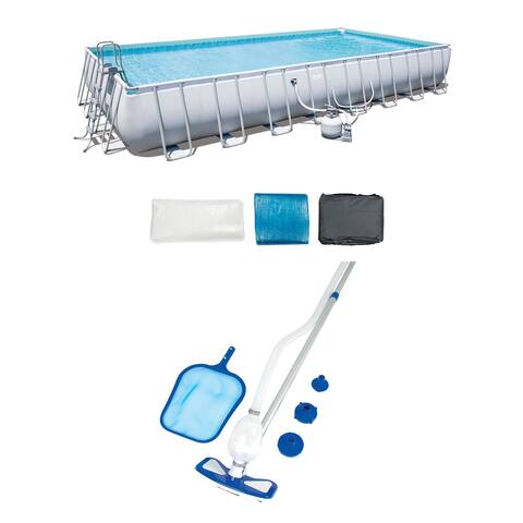 Bestway Power Frame 31.3' x 16' x 52" Above Ground Pool with Pump & Cleaning Kit - 1