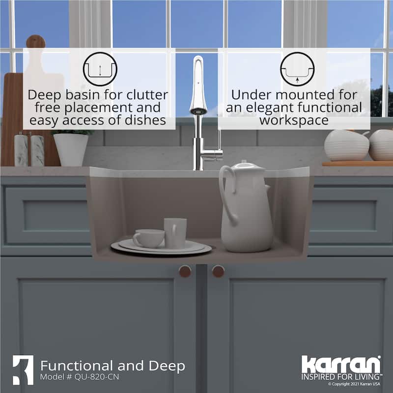 Karran Undermount 24.38 in Single Bowl Quartz Kitchen Sink