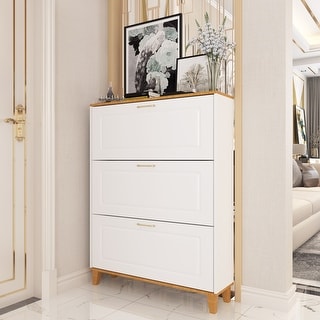 47.2"H Shoe Cabinet With 3 Flip Doors,White