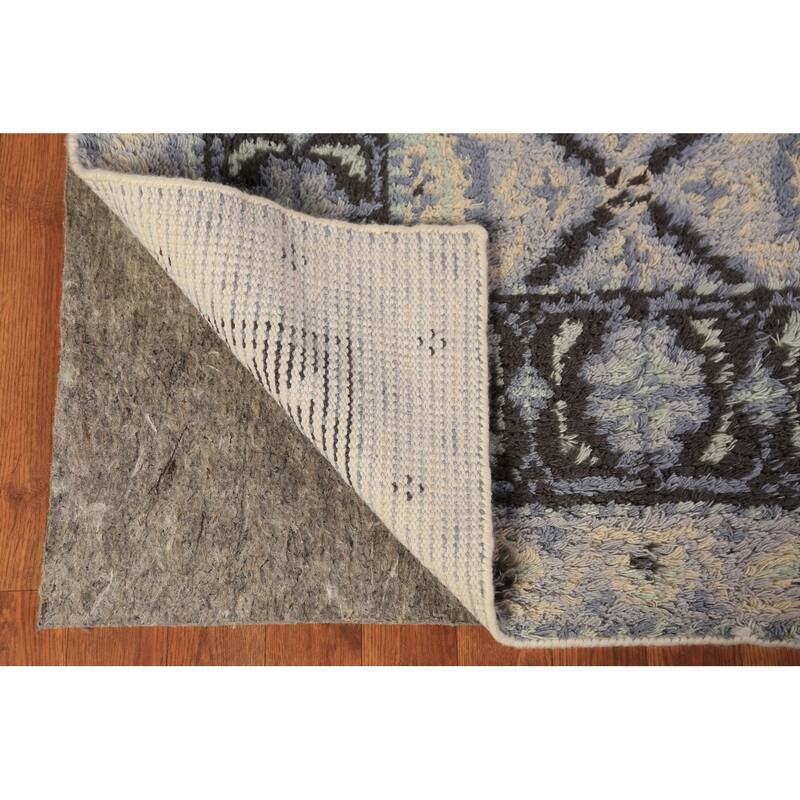 Trellis Plush Moroccan Shaggy Oriental Rug Hand-Knotted Wool Carpet - 4'10" x 7'11"