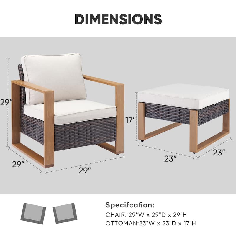 Outdoor Patio Chair with Thick Cushion