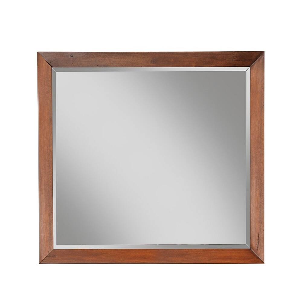 Rue 36 x 40 Rectangular Dresser Mirror, Mahogany Wood Frame, Warm Brown