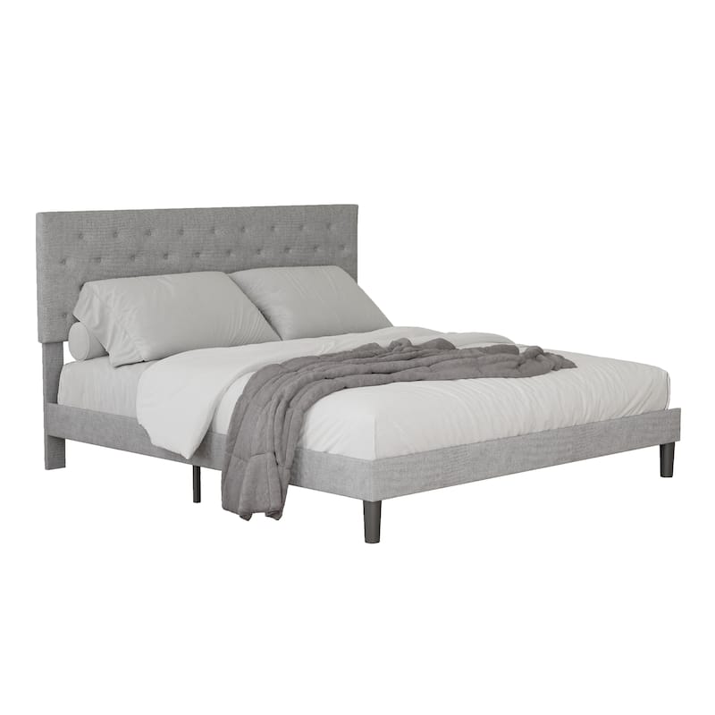 Full/Queen Size Platform Bed frame, Bed With Adjustable Headboard