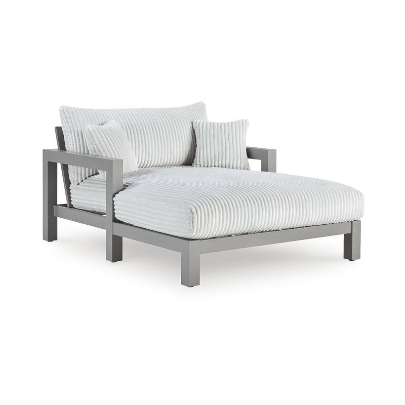 Signature Design by Ashley Moonlight View Gray Outdoor Chaise Lounge with Cushion - 52.5" W x 69.25" D x 36.75" H