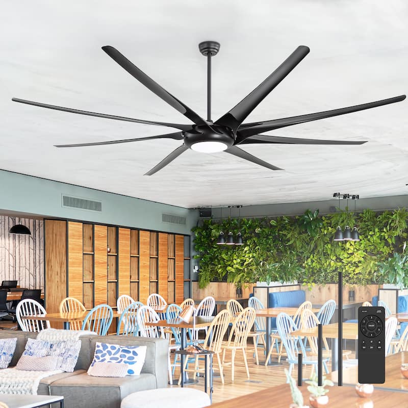 65/72/84/100 Inches Large LED Ceiling Fan with Light Remote(8-Blade ...