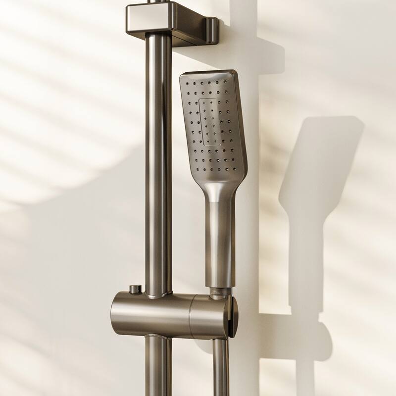 hower System with Rainfall Shower Head, Handheld Shower & Spray Gun Space Aluminum Wall Mount Bathroom Shower Faucet Set