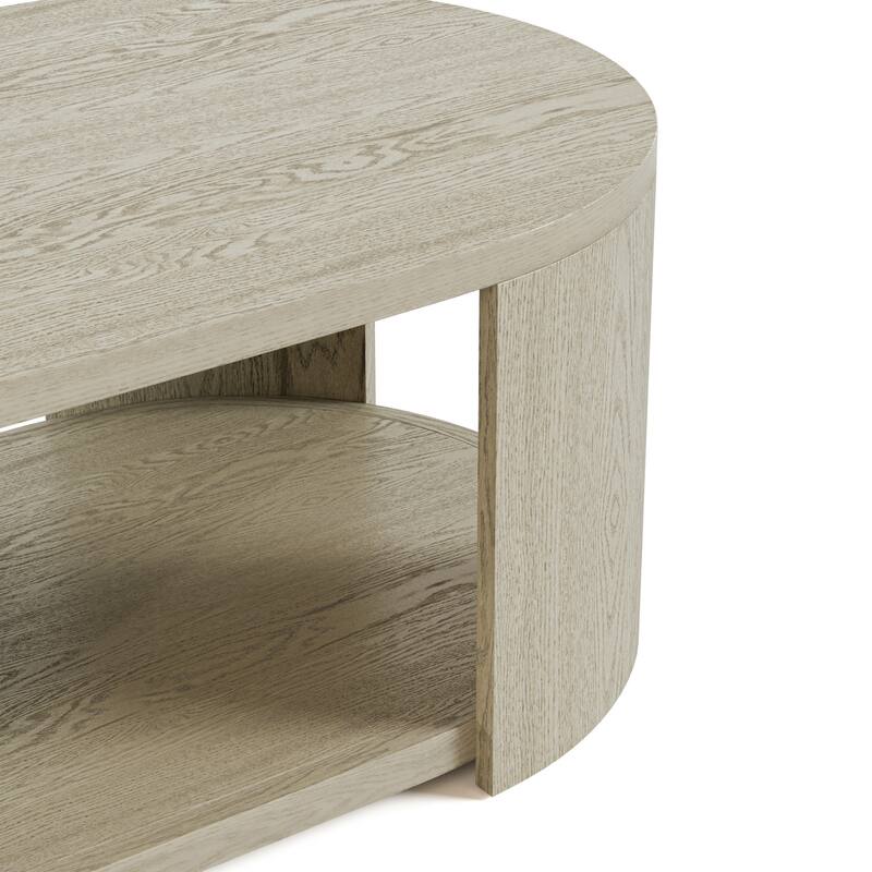 Furniture of America Piez Modern Oak Wooden Oval Cocktail Table with Casters