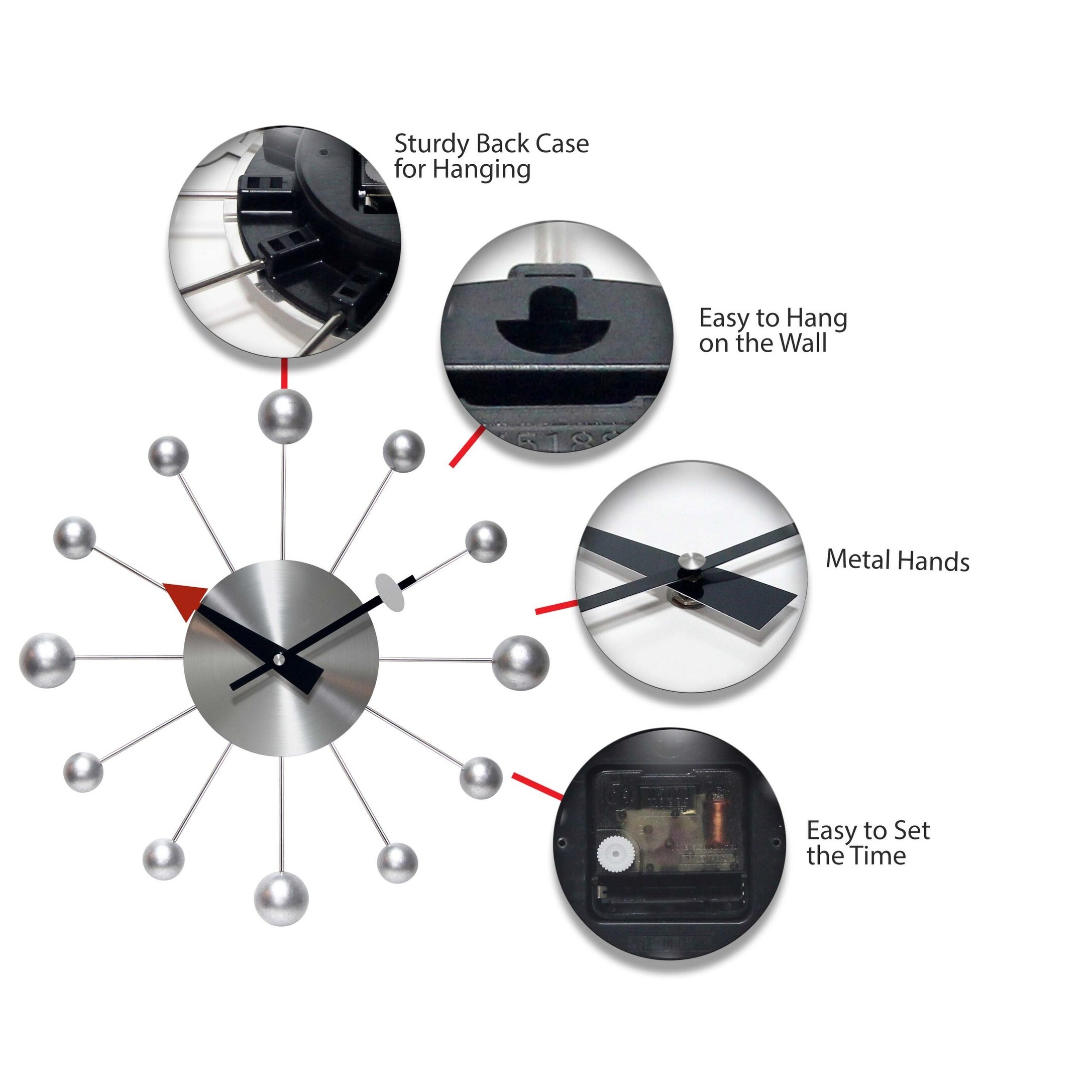 Orb Spoke 15 Inch Mid Century Modern Ball Wall Clock Multicolor Overstock 31300051 Get 5% in rewards with club o!