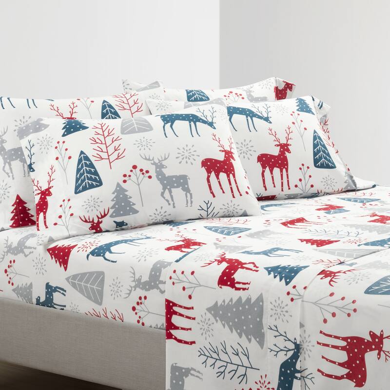 Lush Decor Wonderland Soft Flannel Sheet Set - Red - Twin