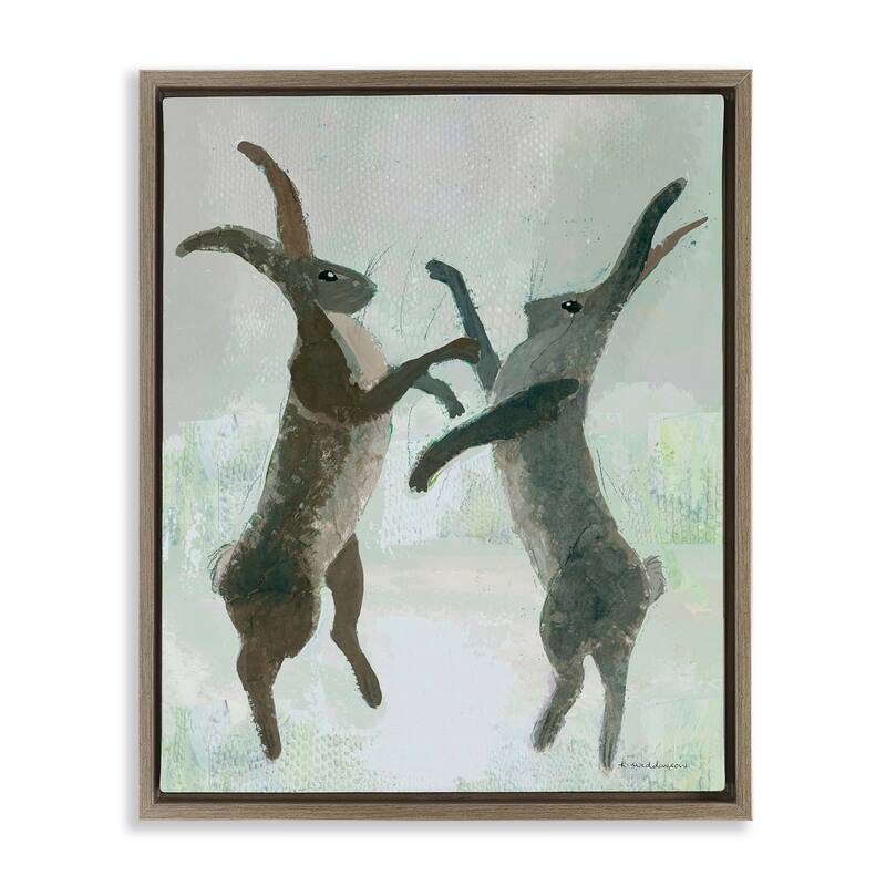 Stupell Boxing Hares Impression Framed Floater Canvas Wall Art Design By Kay Widdowson - 25 x 31 - Brown