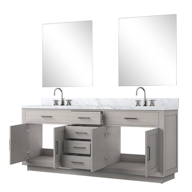 Abbey Bath Vanity with Carrara Marble Top, Sink, Mirror and Faucet