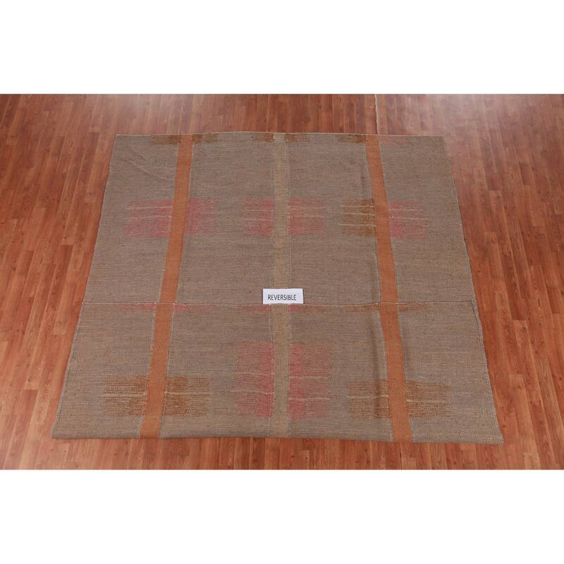 Hand Woven Oriental 100% Jute Carpet Southwestern Modern Brown Kilim Area Rug - 10' 4'' X 8' 2''