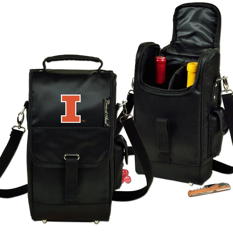 NCAA Illinois University Fighting Illini Two Bottle Wine Tote w/Corkscrew