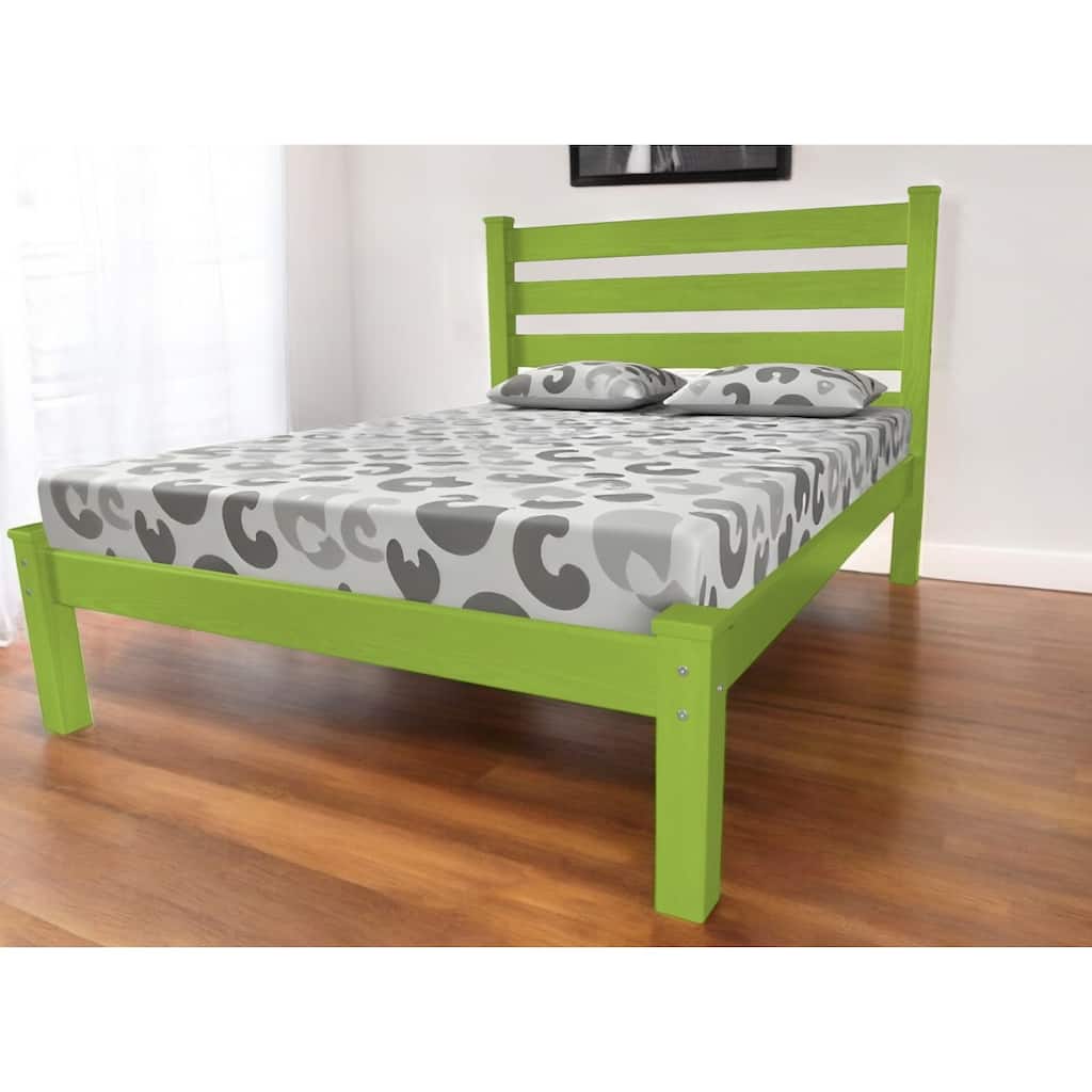 HomeRoots Lime Green Solid Wood Queen Bed Frame