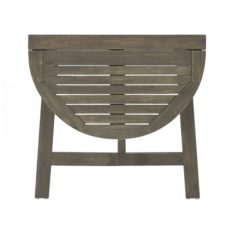 Outdoor 3pc Half-Round Folding Acacia Wood Bistro Set