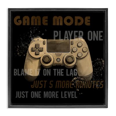Stupell Gamer Phrases Vintage Style Framed Floater Canvas Wall Art Design By Kim Allen