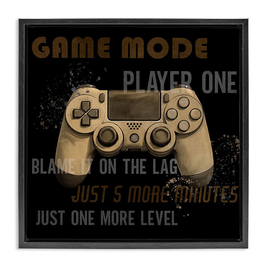 Stupell Gamer Phrases Vintage Style Framed Floater Canvas Wall Art Design By Kim Allen