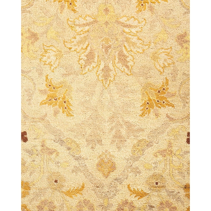 Overton Hand Knotted Wool Vintage Inspired Traditional Ottoman Ivory Area Rug - 9' 1" x 12' 0"