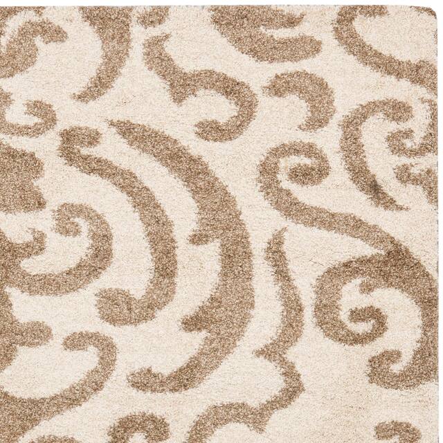 SAFAVIEH Florida Shag Honey Ornate Damask 1.2-inch Thick Rug