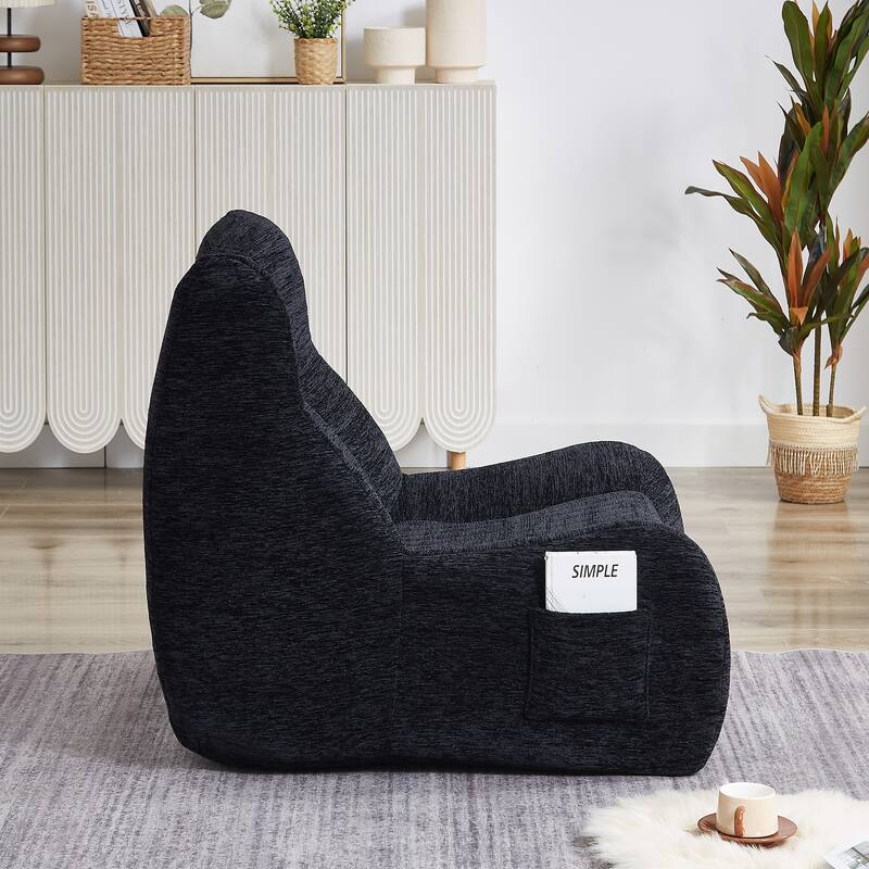 Bean Bag Chair for Adults - Oversized Comfy Lazy Floor Sofa (Black)